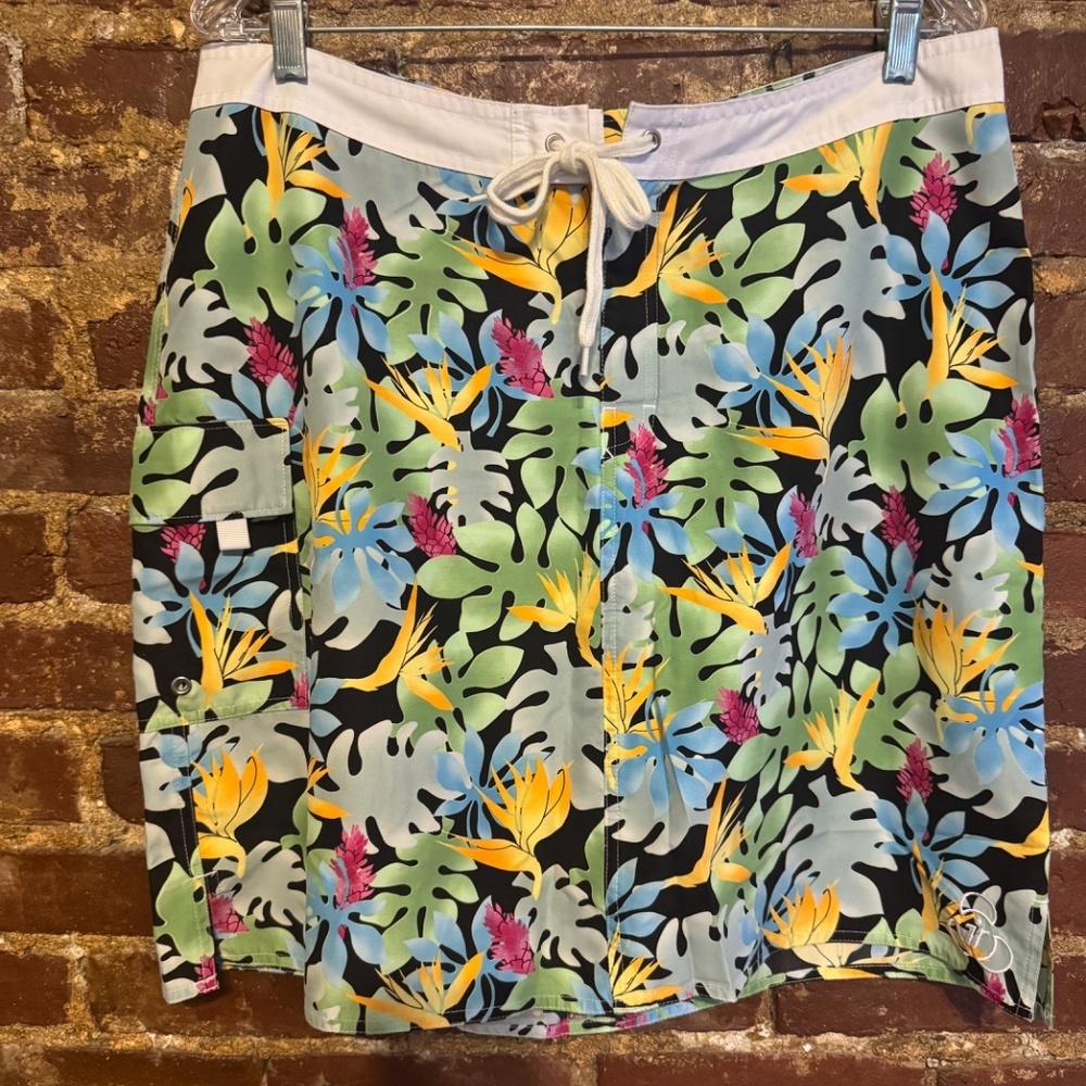 Immersion Research Boarding Skirt Size 14, Vintage, Palm Leaf Bold Floral Print